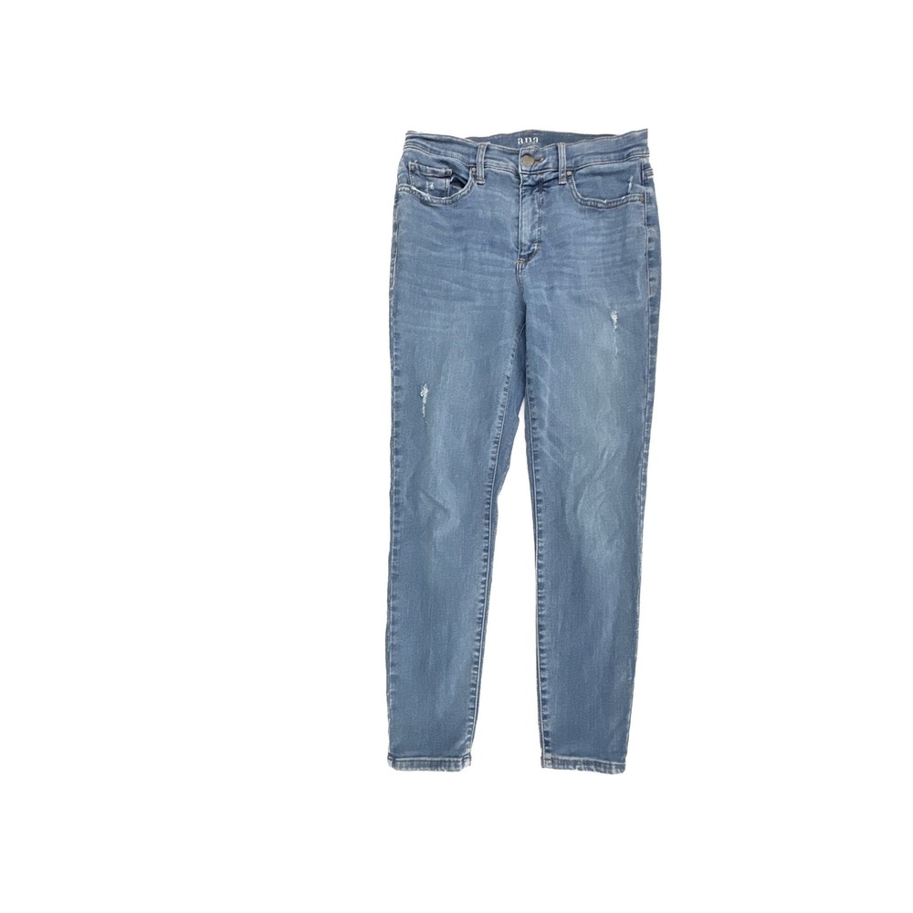 ANA High Rise Skinny Ankle Jeans Womens 8‎ Medium Wash Blue Distressed Stretch